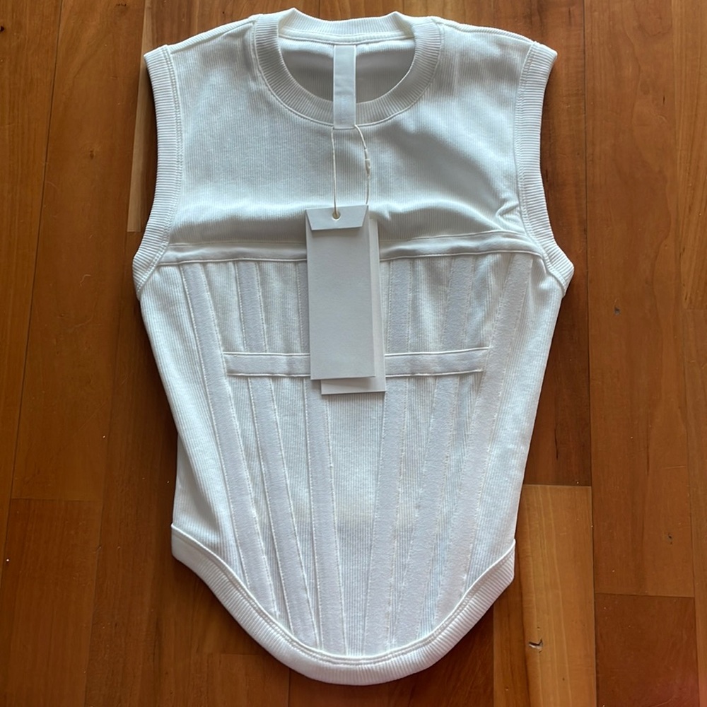 Dion Lee Rib Corset Knit Tank Top - Ivory XS FINAL SALE PRICE